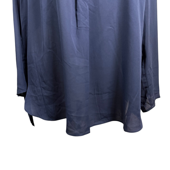 Valerie Stevens Navy Pleated Back Tunic Blouse Womens 1X Long Sleeve - Picture 3 of 10